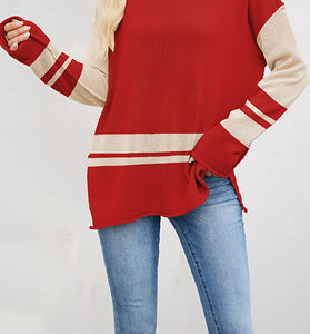 Striped Contrast Sleeve Sweater