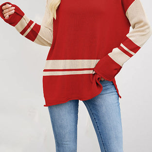 Striped Contrast Sleeve Sweater