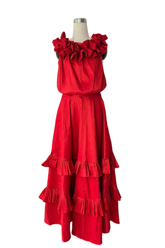 Ruffled Off-Shoulder Maxi Dress