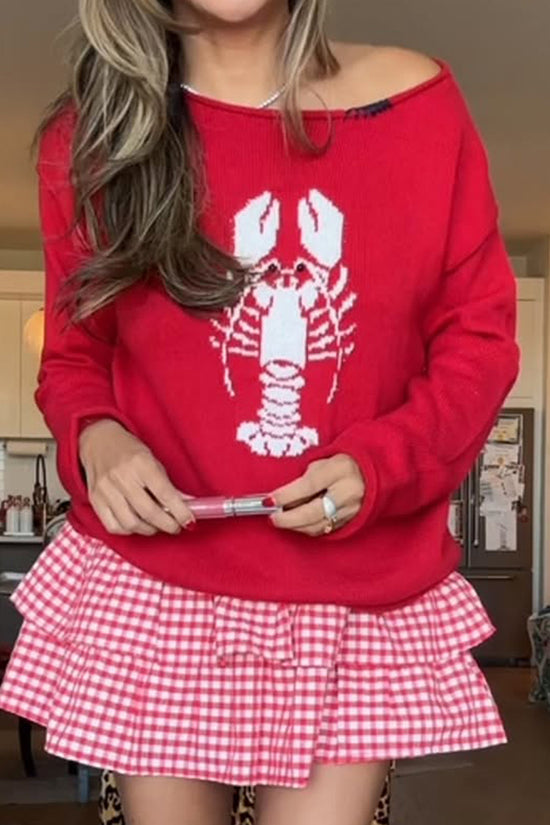 Off-Shoulder Lobster Sweater
