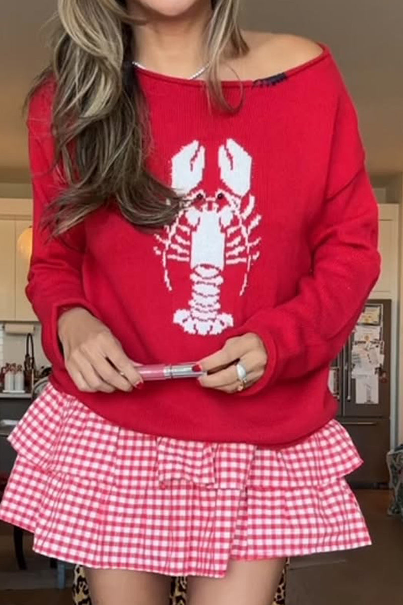 Off-Shoulder Lobster Sweater