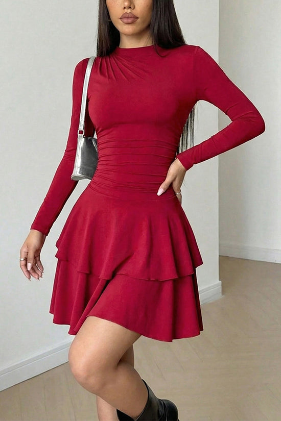 Long Sleeve Tiered Bodycon Dress
