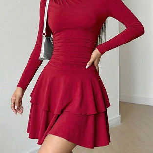 Long Sleeve Tiered Bodycon Dress