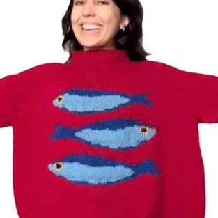 Graphic Fish Print Sweater