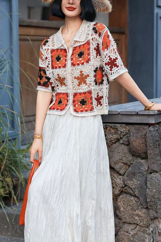 Crochet Floral Patchwork Cardigan