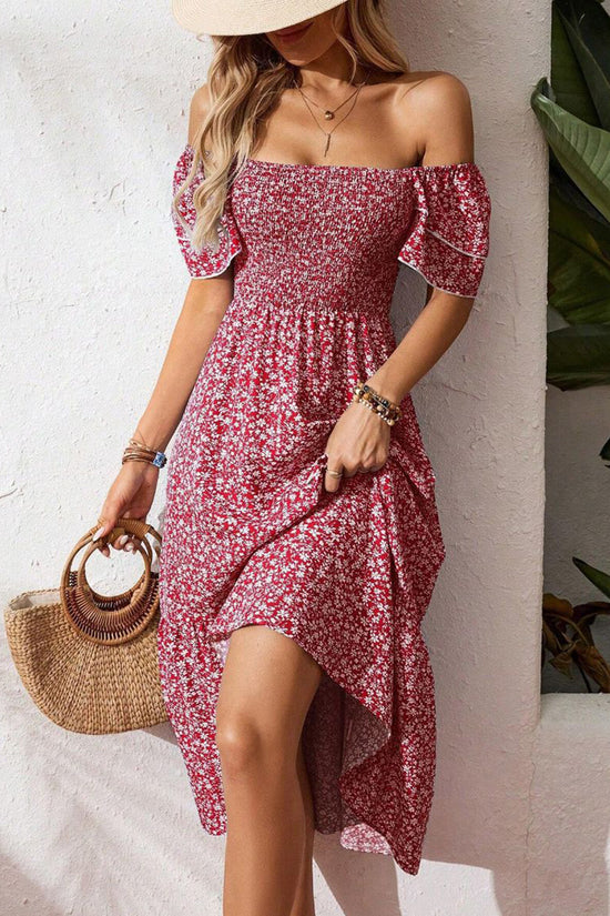 Flowy Floral Smocked Casual Dress