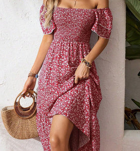 Flowy Floral Smocked Casual Dress