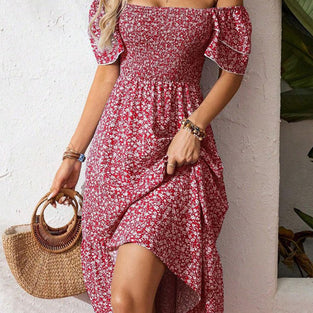 Flowy Floral Smocked Casual Dress