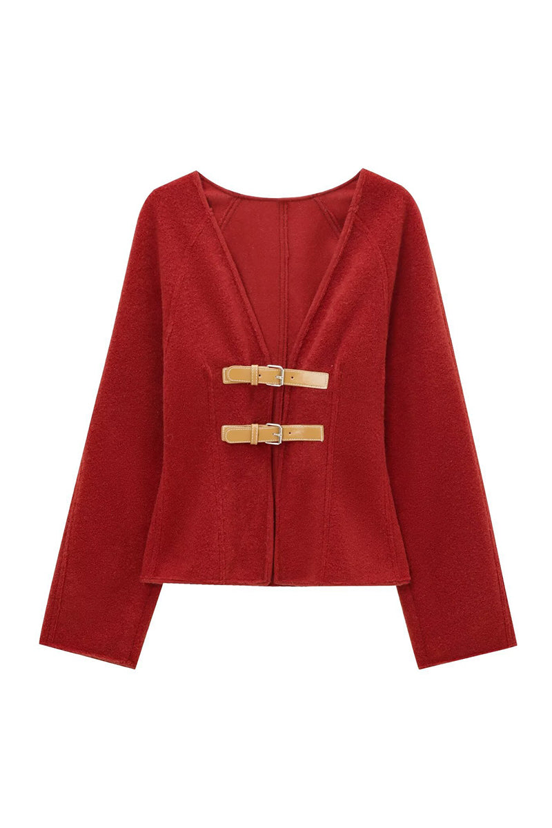 Double Buckle Detail Blazer Jacket