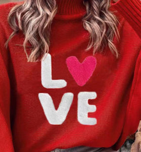 Love Graphic Turtleneck Sweater
