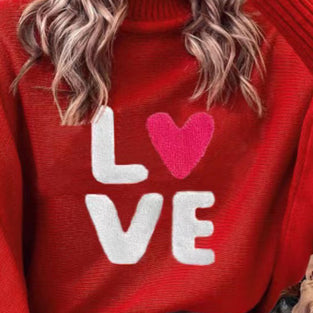 Love Graphic Turtleneck Sweater