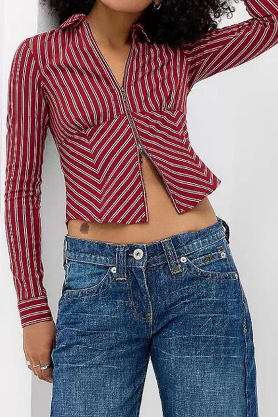 Striped Zip-Up Blazer