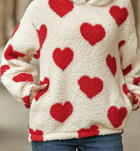 Heart Pattern Hooded Sweatshirt