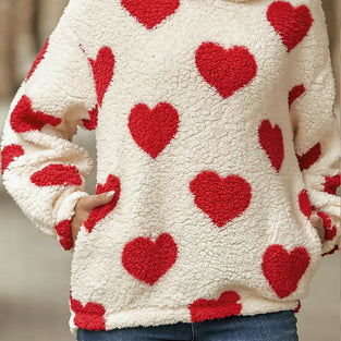 Heart Pattern Hooded Sweatshirt