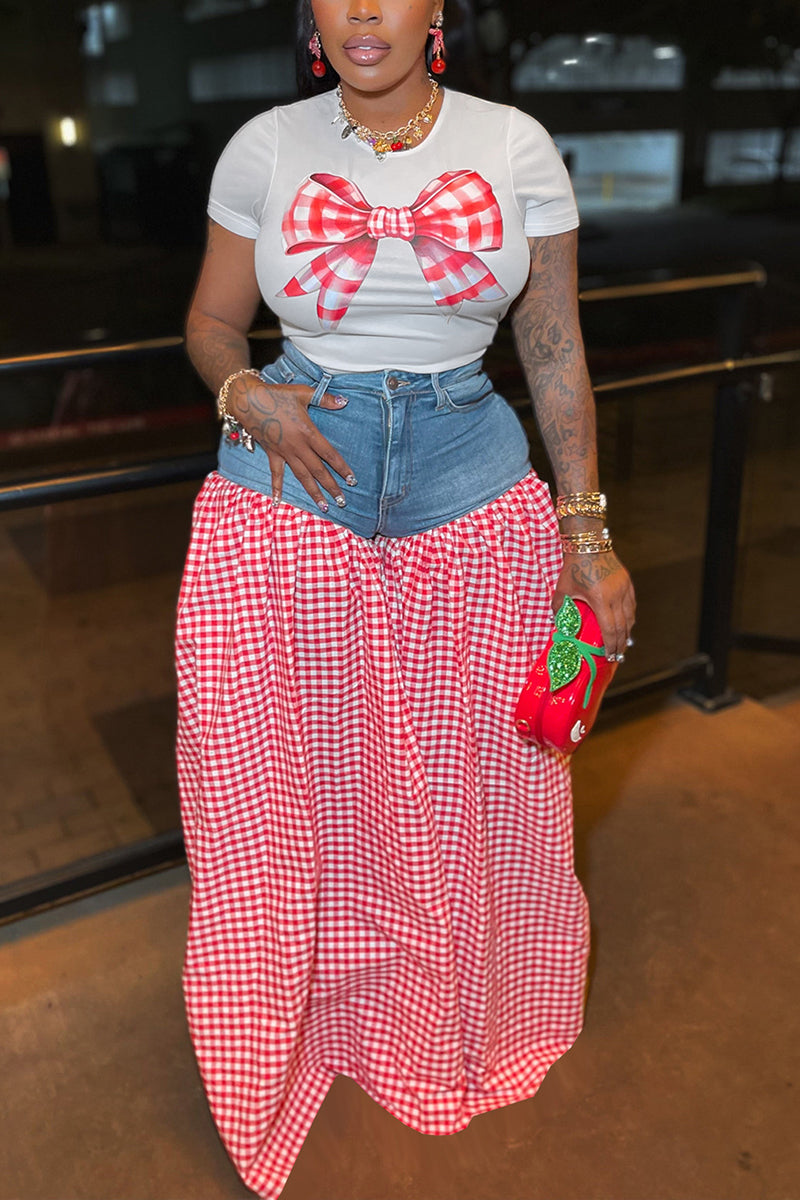 Chic Checkered Pants and Tee Set
