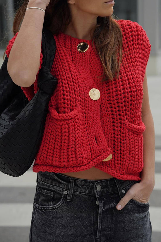 Button-Up Knitted Sweater Vest