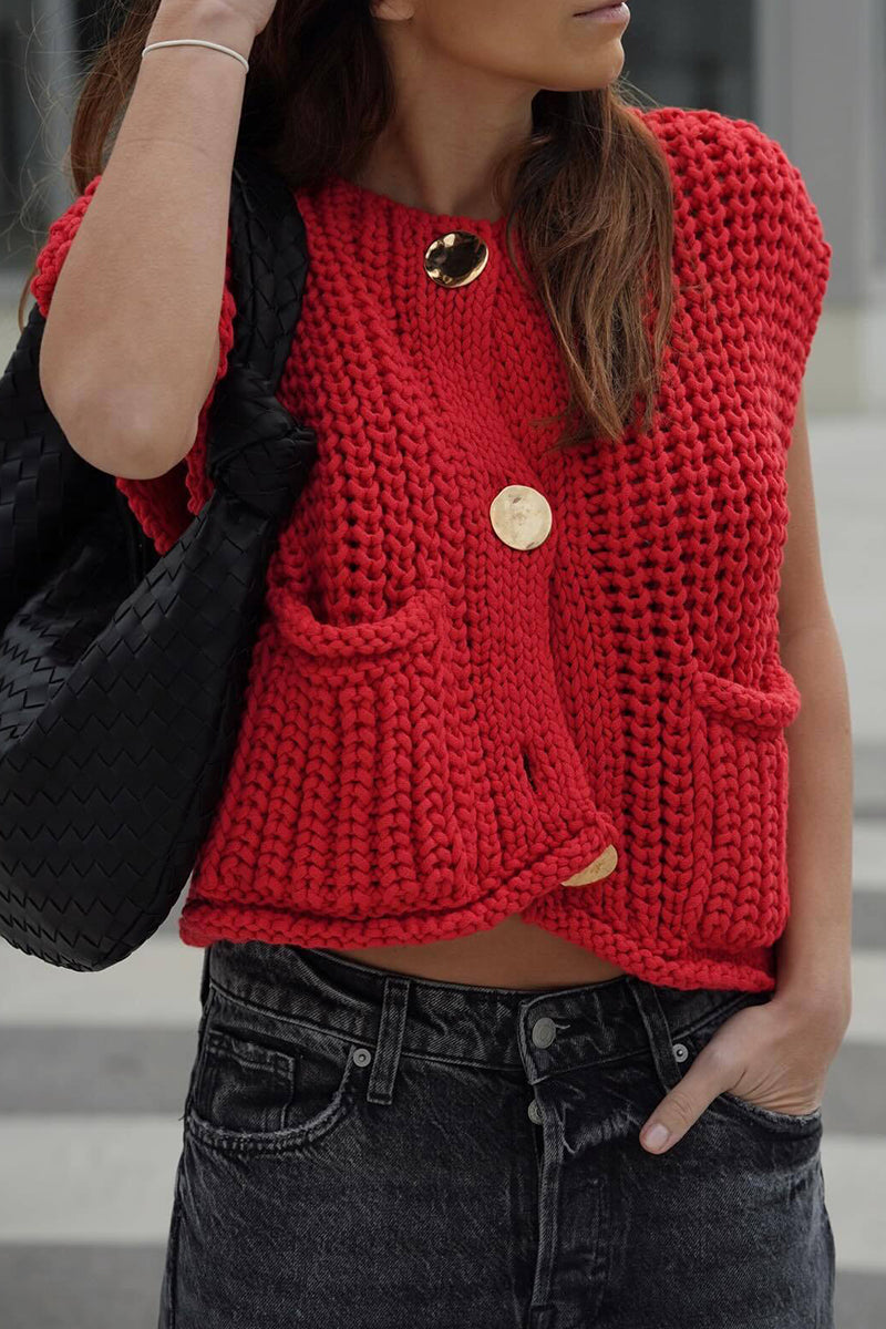 Button-Up Knitted Sweater Vest