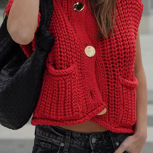 Button-Up Knitted Sweater Vest