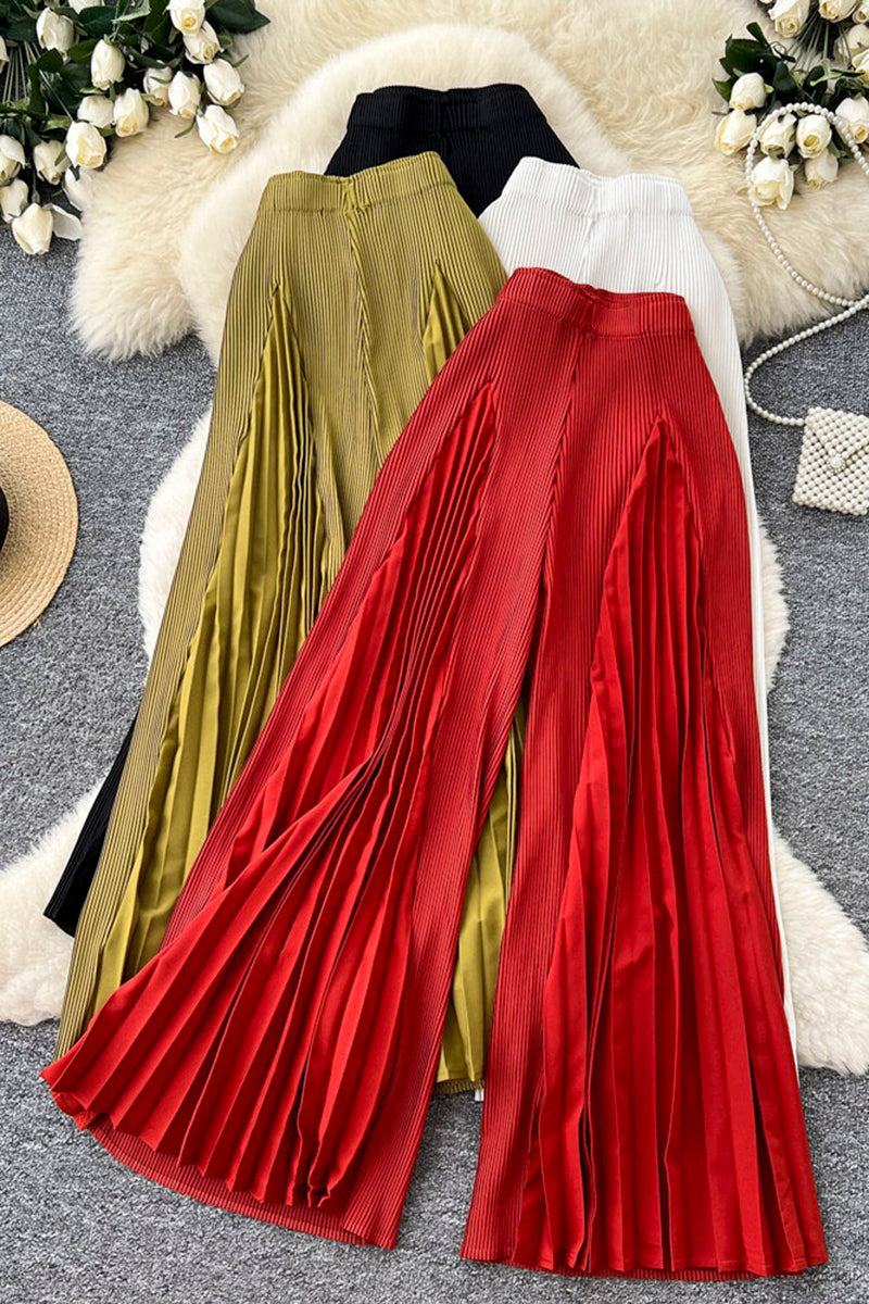 Elegant Pleated Wide-Leg Casual Pants