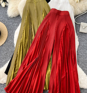 Elegant Pleated Wide-Leg Casual Pants