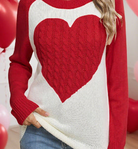 Heart Detail Long Sleeve Sweater