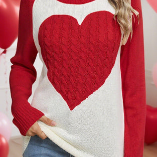 Heart Detail Long Sleeve Sweater