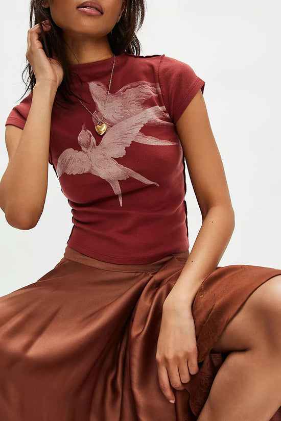 Graphic Bird Print Slim Fit Tee