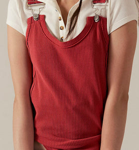 Buckled Ribbed Sleeveless Tank Top