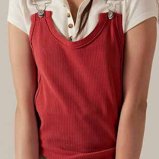 Buckled Ribbed Sleeveless Tank Top