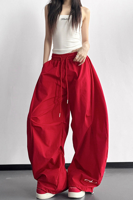 Relaxed Fit Wide Leg Casual Pants