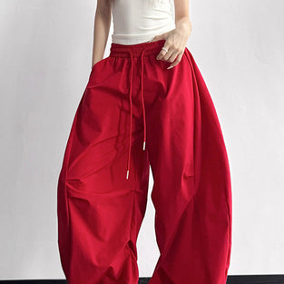 Relaxed Fit Wide Leg Casual Pants