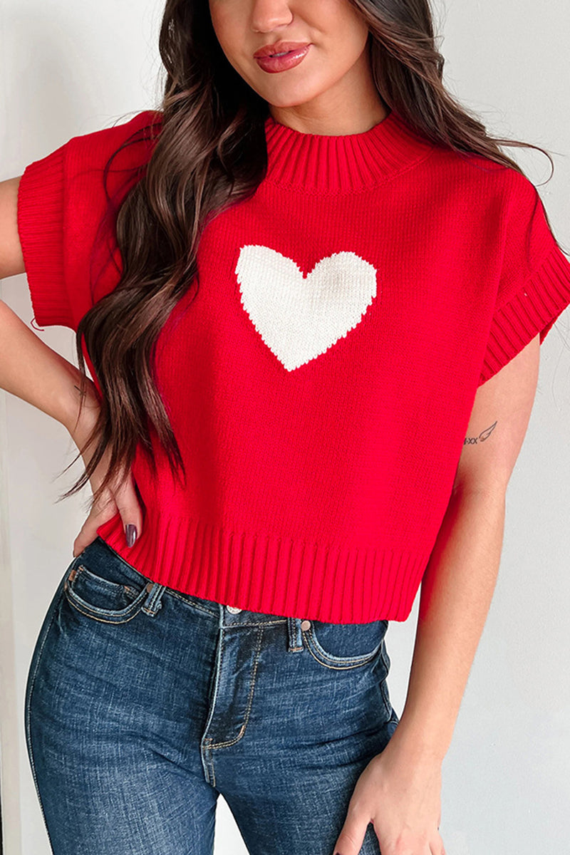 Heart Detail Sleeveless Sweater Vest