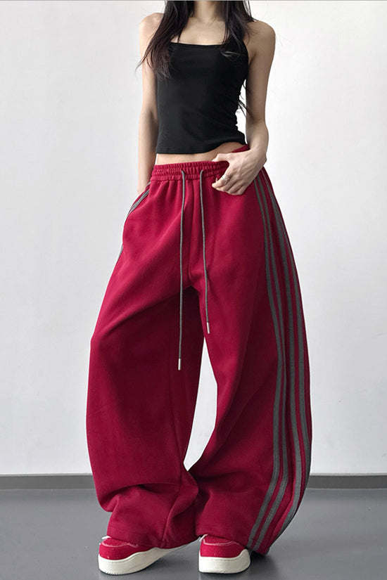 Wide-Leg Stripe Casual Pants