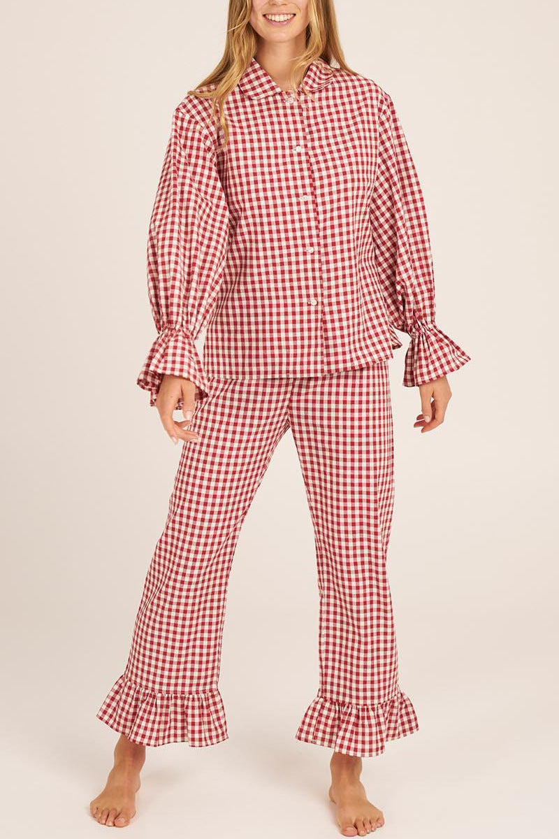 Ruffled Checkered Loungewear Set