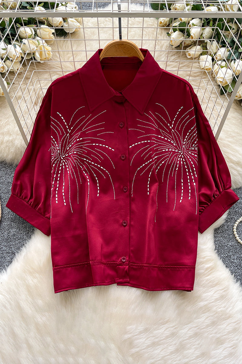 Sparkling Pattern Button-Up Blouse