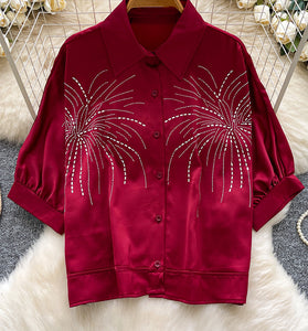 Sparkling Pattern Button-Up Blouse