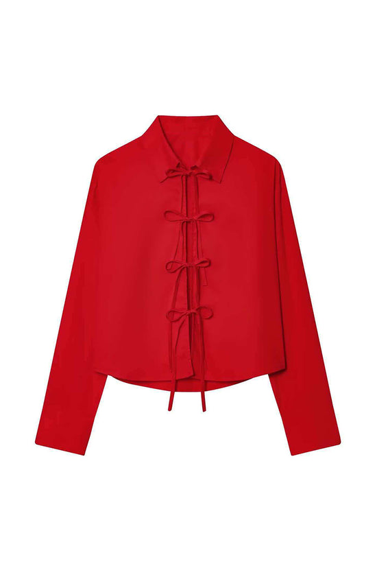 Bow-Tie Detail Long Sleeve Blouse