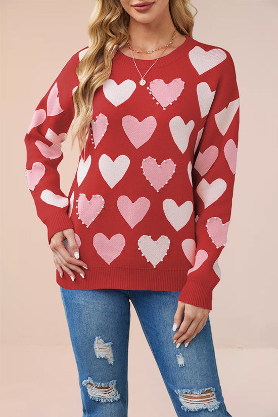 Heart-Emblazoned Relaxed Fit Sweater