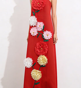 Floral Appliqué Sleeveless Casual Dress