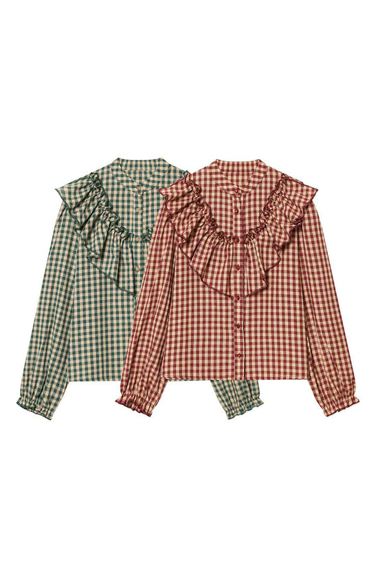 Ruffled Checkered Blouse