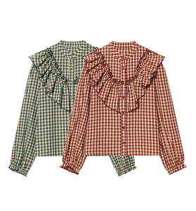 Ruffled Checkered Blouse
