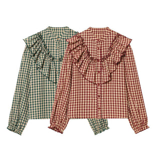 Ruffled Checkered Blouse