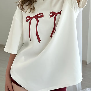 Bow Accent Oversized T-Shirt