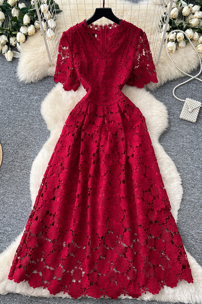 Elegant Floral Short Sleeve Dress