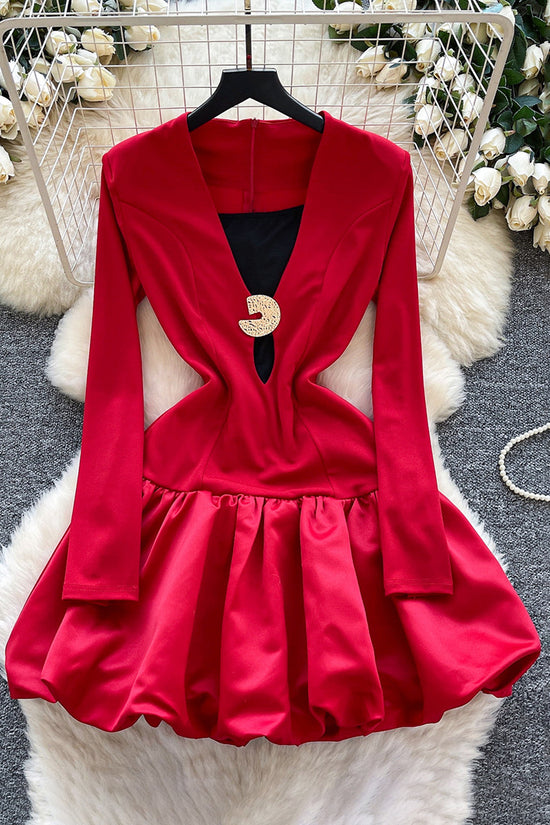 V Neck Bubble Dress with Cami Set