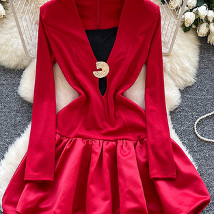 V Neck Bubble Dress with Cami Set