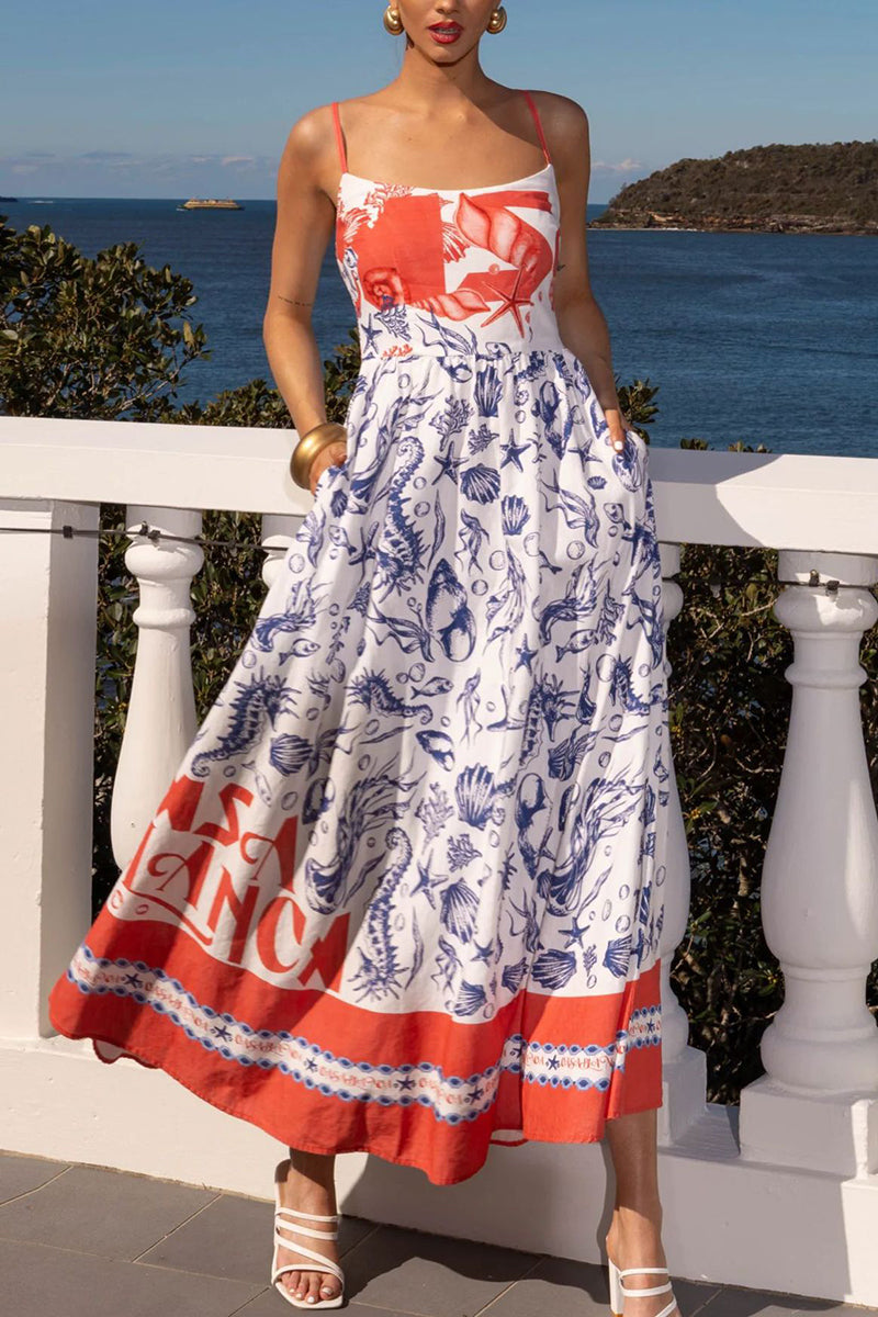 Stylish Printed Sleeveless Casual Dress