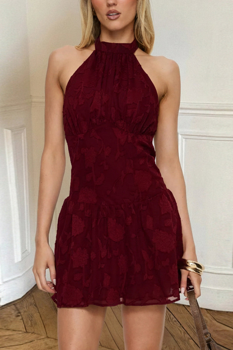 Halter Neck Floral Floral Casual Dress