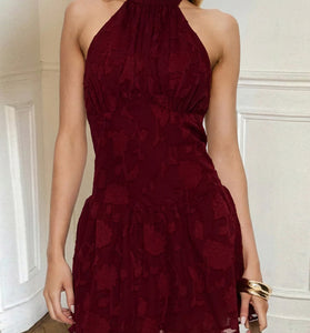 Halter Neck Floral Floral Casual Dress