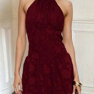 Halter Neck Floral Floral Casual Dress